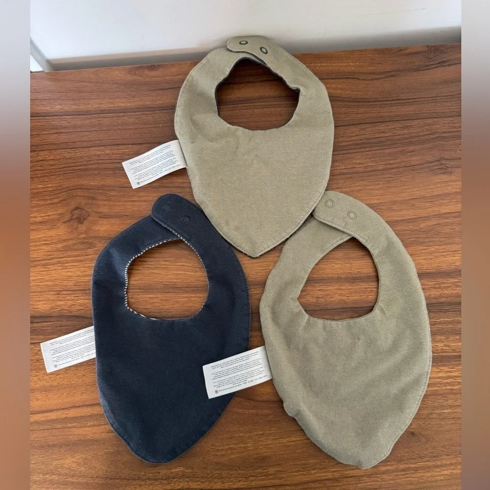 Stylish Kids Bandana Bib Set - Blue, Gray, Tan